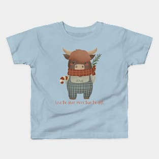 Scottish Highland Cow Loves The Winter Season Kids T-Shirt